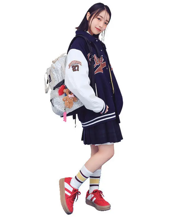 スタジャンコーデ　リュック