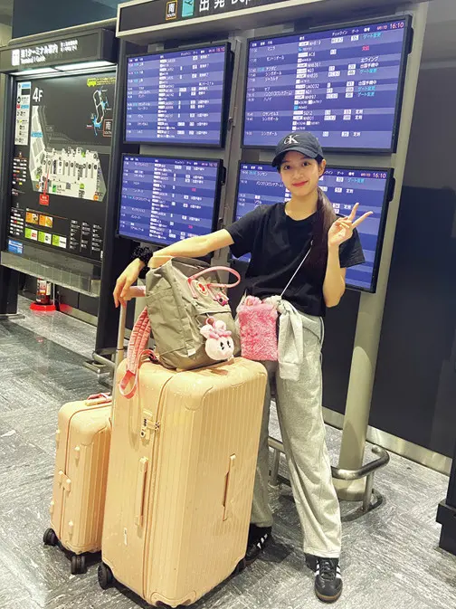 出発前に空港で。「いってきます」
