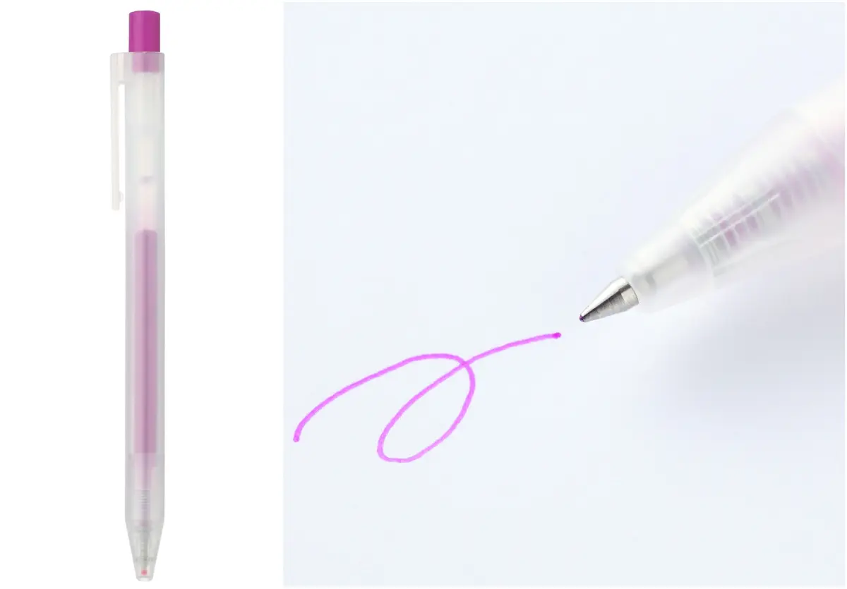 無印良品「さらさら描けるゲルインキボールペン ノック式」ピンク