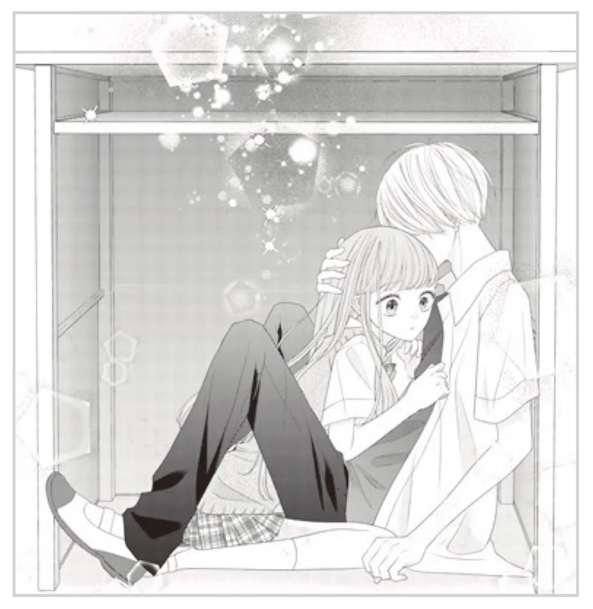 『青に落雷』（虹沢羽見）の教卓下ハグ