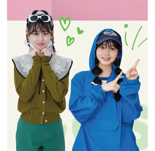 モデルの石川花さんと滝口芽里衣さん