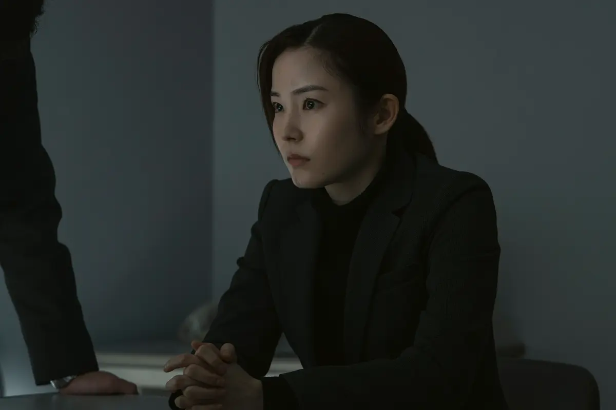 W主演ドラマ『WOWOW×東海テレビ 共同製作連続ドラマ 横浜ネイバーズ  Season２』　取り調べ中の希子