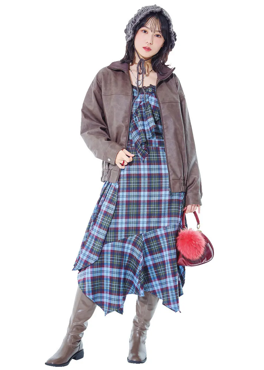 森﨑美月／レトロコーデに似合うチェック柄ワンピ