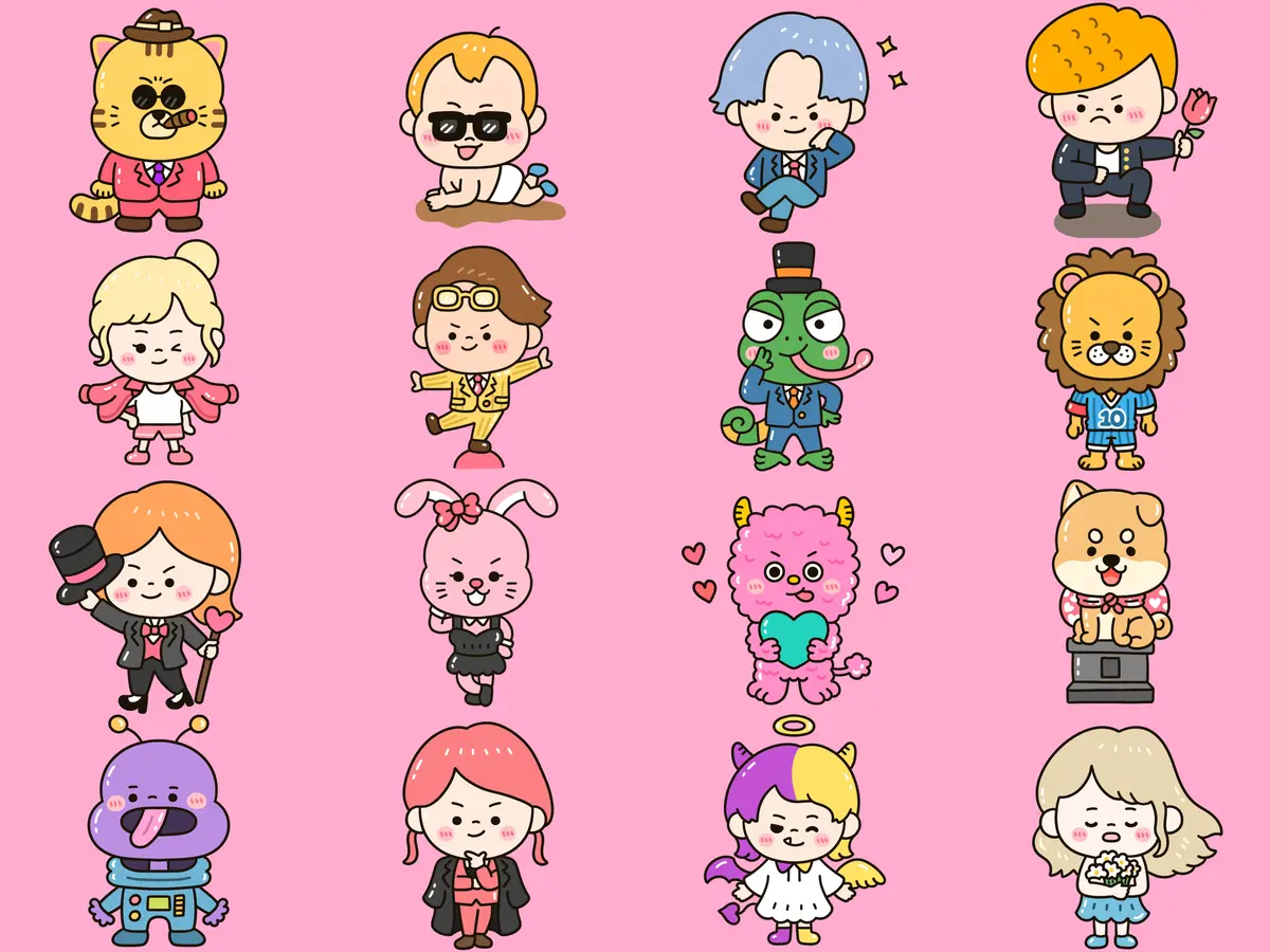 16タイプのキャラ画像