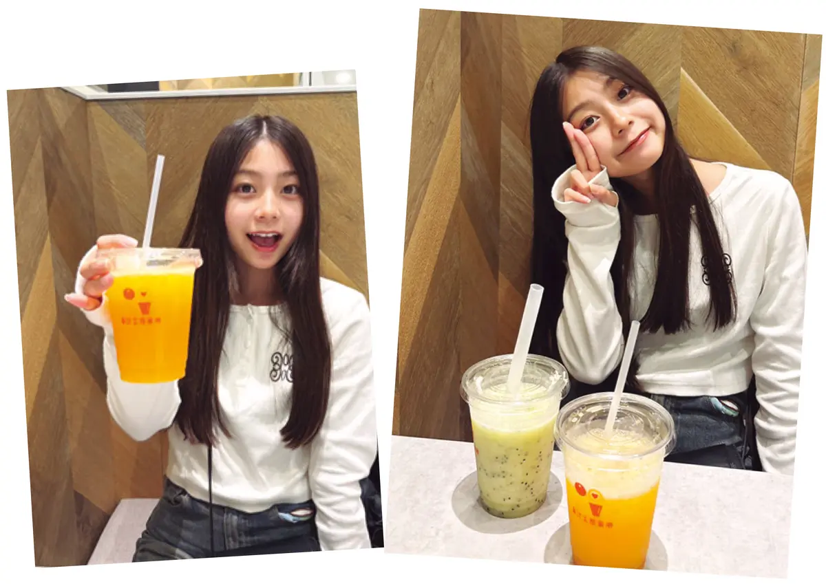 稲光亜依は野菜やフルーツジュースを飲んでるよ