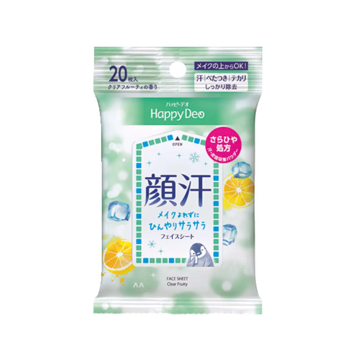 ハッピーデオ フェイスシート クリアフルーティ 20枚入 ￥353（編集部調べ）／マンダム