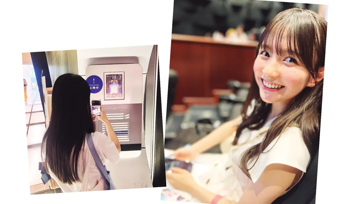 河村ここあは映画館へ行ってきたよ　チケットを買う画像　座席に座る画像