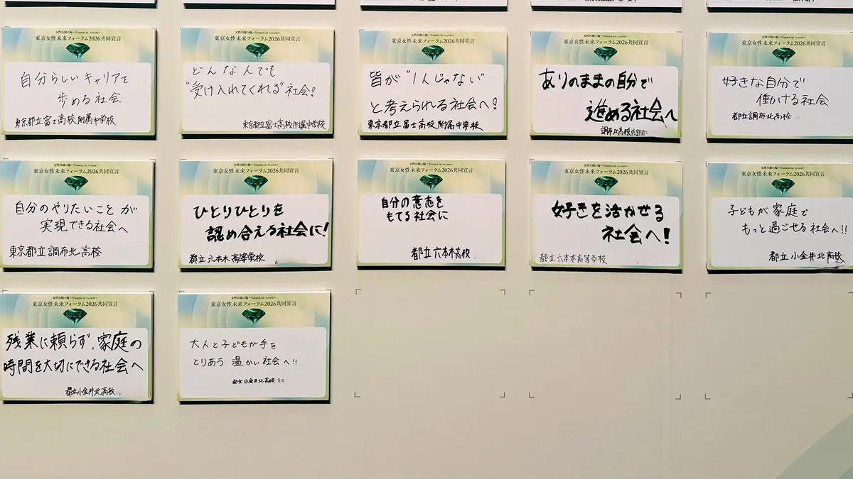「東京女性未来フォーラム2026」会場に掲げられた共同宣言パネル