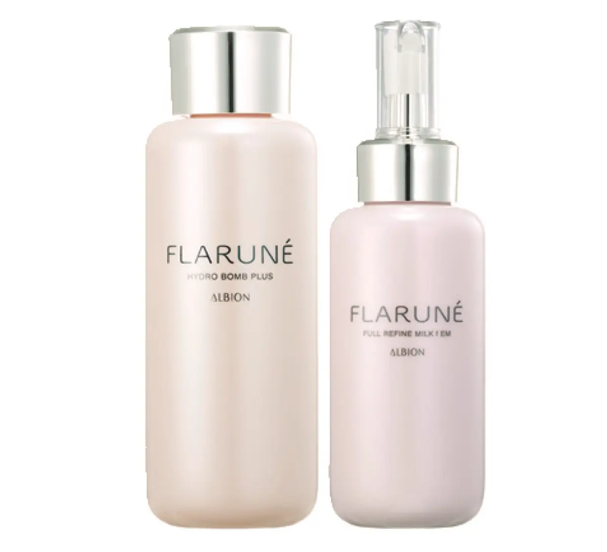 フラルネ フル リファイン ミルク f EM 200g￥5500・2種のセラミドがプルプル肌に導く。同 ハイドロボム プラス 200㎖￥5500／アルビオン