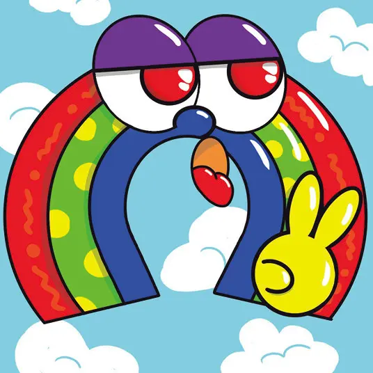 昔からイラストで丸を描くのが好きで。このイラストはほぼ丸いモチーフでできてるのがポイント。直線や四角ももちろん描くけど、丸をどんどん増やして形ができあがってくのが好き。