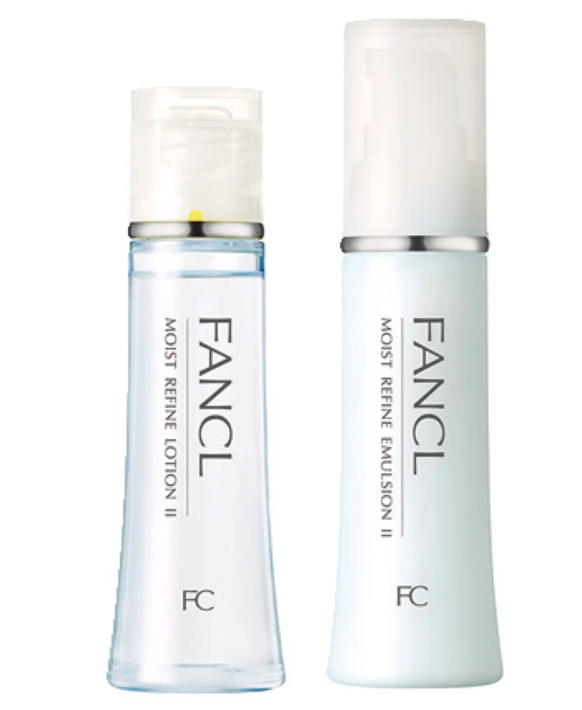 モイストリファイン II しっとり（右から）乳液・化粧液 各30㎖￥1540／ファンケル