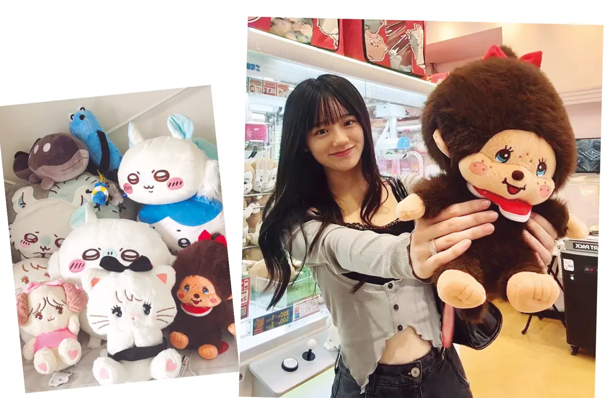 中島瑠菜はクレーンゲームにハマってる！　ゲットしたモンチッチやぬいぐるみたちの画像