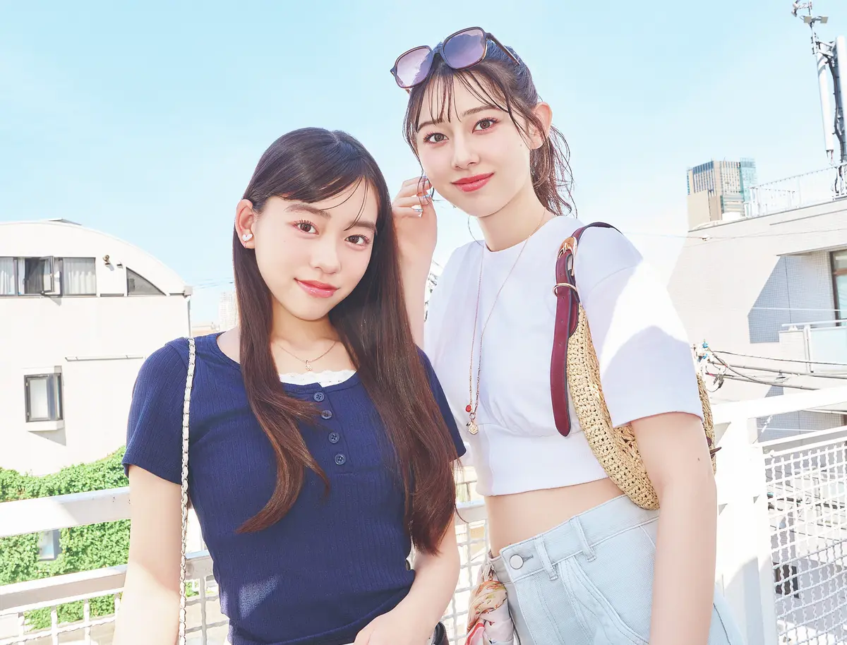 【石川花・岡本望来の私服Tシャツコーデはシンプルなのにおしゃれポイントいっぱい！