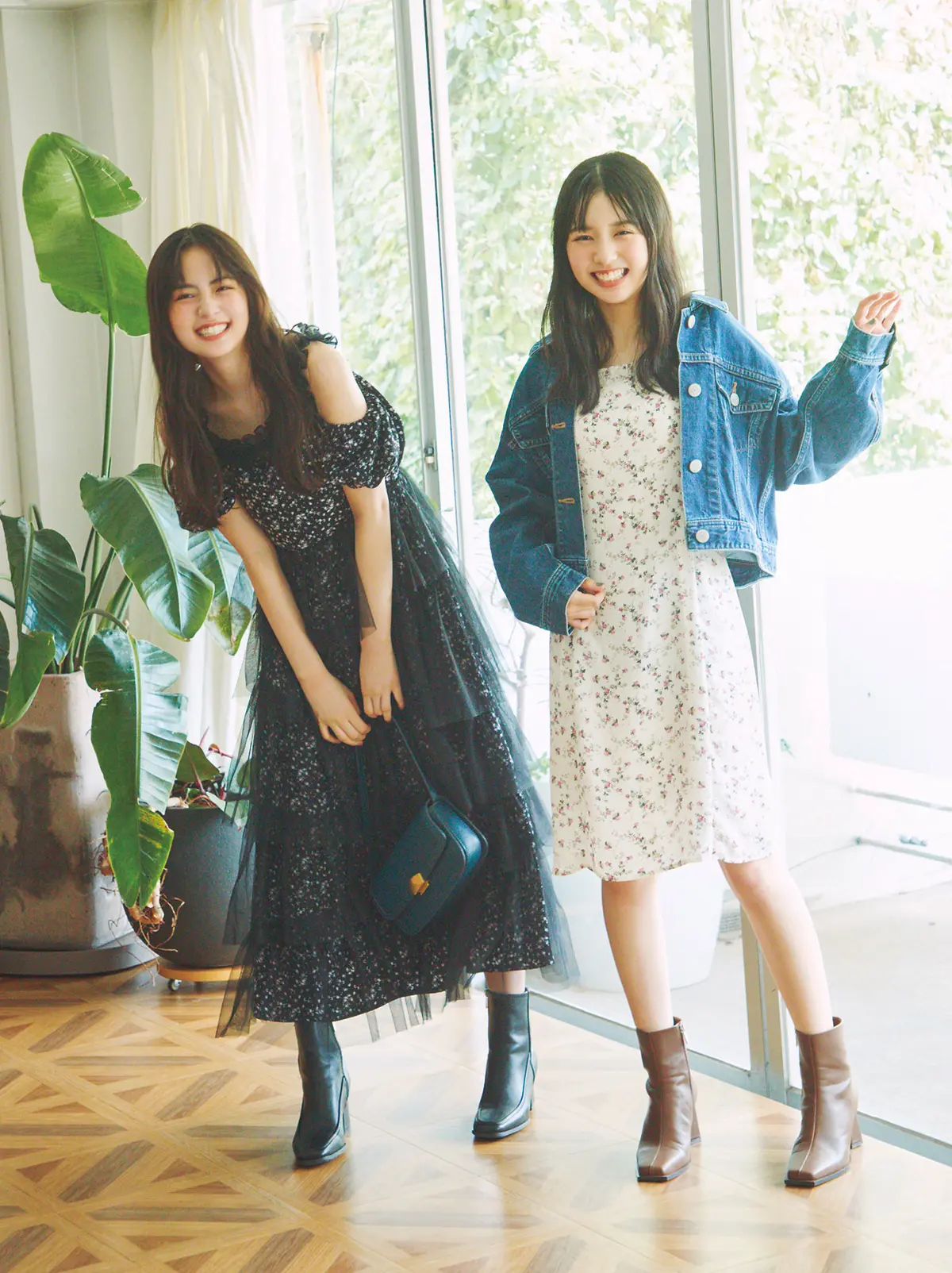 小花柄ワンピ