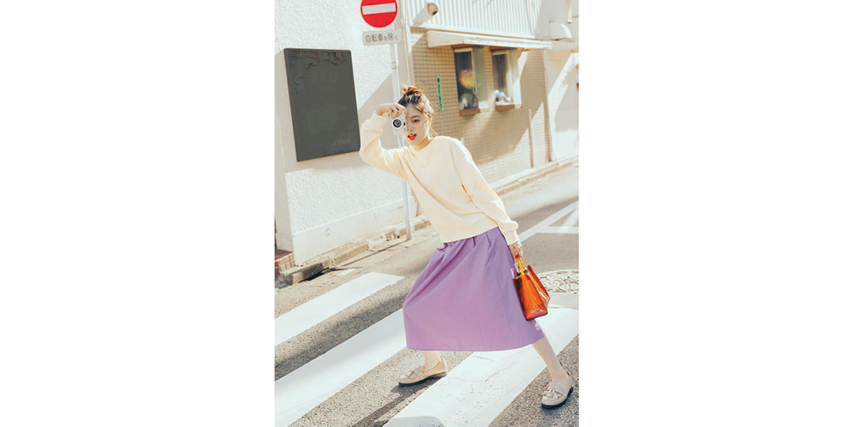 GUだけで着まわし♡ ラベンダースカートがかわいすぎってハナシ