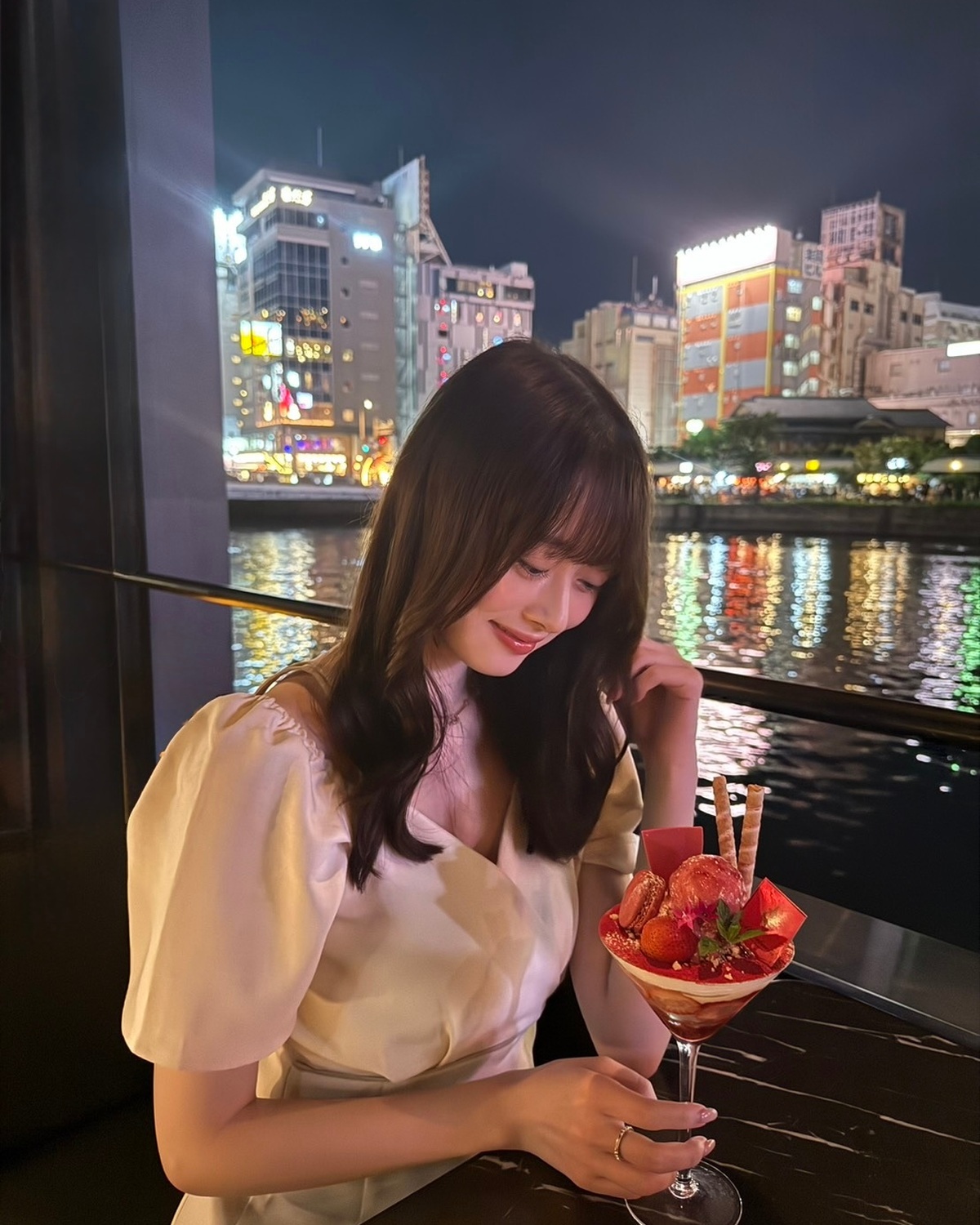 【高比良由菜】夜カフェ🍓🤍