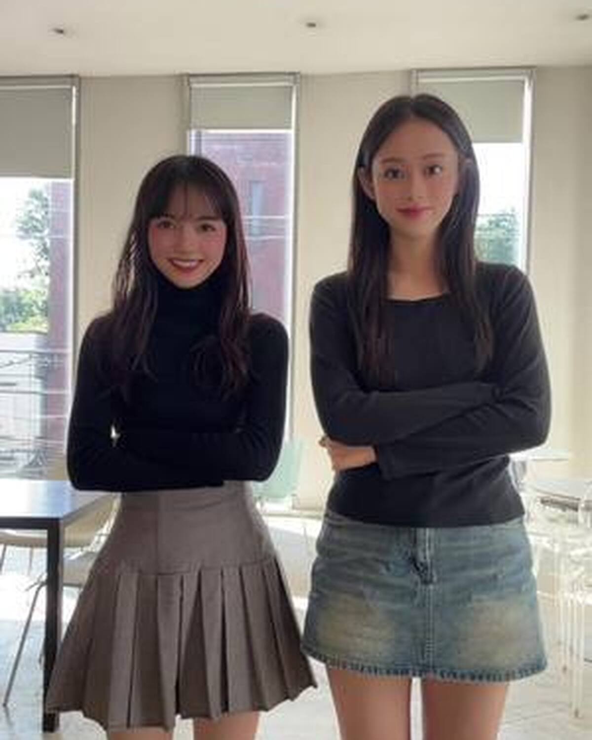 お久しぶりの "ふじここあ" です👭🏻🖤🤍 @河村ここあ @fujiko  #Seventeen #jk #ljk #可愛い女の子 #秋服　