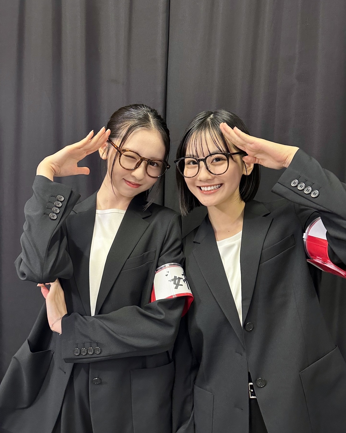 載せそびれてた！💦みさるきのスーツショット🤵🏻‍♀️💓🤵🏻‍♀️YouTubeで配信した、ミスセブンティーン2025ファイナリストコンテンツで姉㋲代表として登場してくれたときの写真だよ📸THE姉㋲✨っ