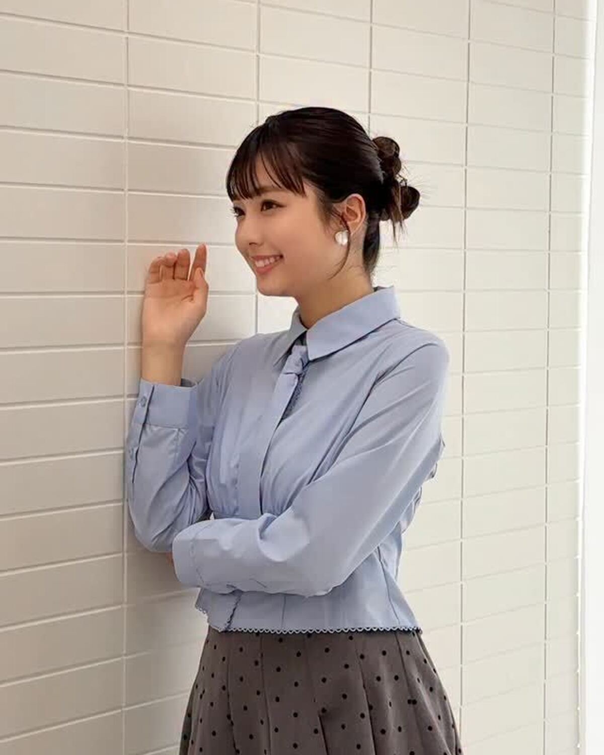 まほちゅんスマイルに癒されて🥰いつも元気いっぱいの真帆〜〜🩵撮影中もハッピーオーラ全開の楽しそうな姿に注目🎶韓国っぽなヘアアレンジも似合ってるよね🫶🏻#堀口真帆 #まほちゅん #ljk #カチモリ #