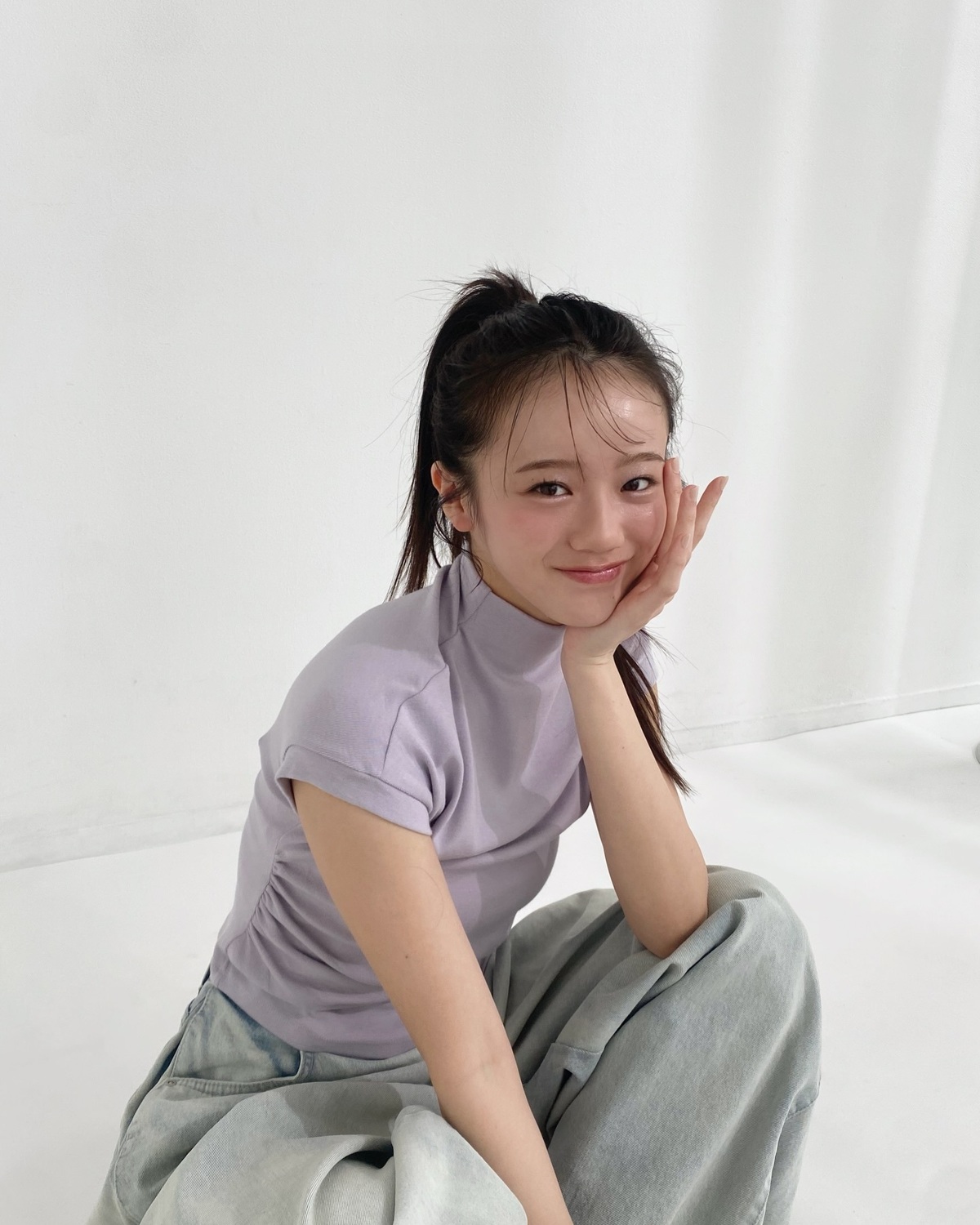 みんな何枚目の瑠菜がすき？👱🏻‍♀️💜今っぽポニテアレンジが可愛すぎるよね🥺#中島瑠菜 #Seventeenモデル #可愛い女の子 #ポニーテール #韓国ヘア