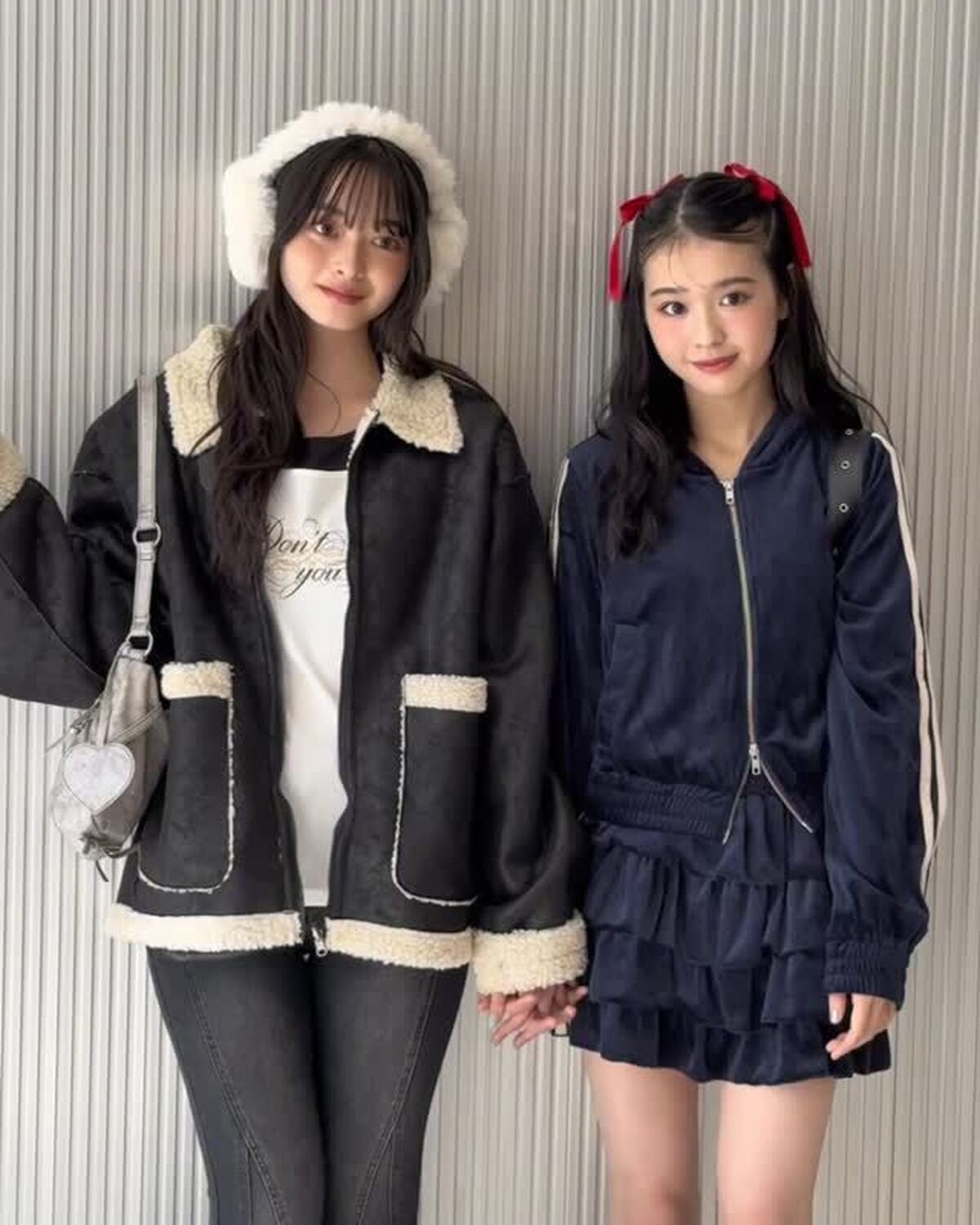 𝕄𝔼ℝ𝕀𝕀＆𝕄𝕀ℕ𝕄𝕀👭🏻🎀私服コーデだよ🫶🏻2人ともさりげなくトレンドを取り入れててさすが🤍#宮迫翠月 #滝口芽里衣 #sjk  #冬コーデ #コーディネート