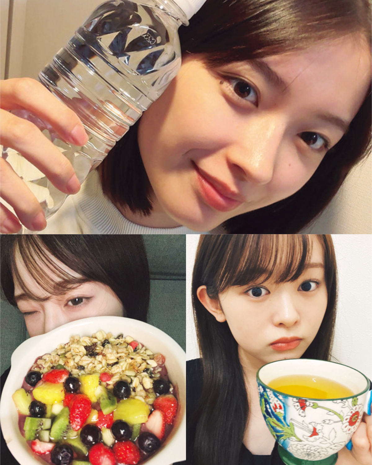 【STモデル自撮り】食べ物や飲み物で自分みがきしてる3人