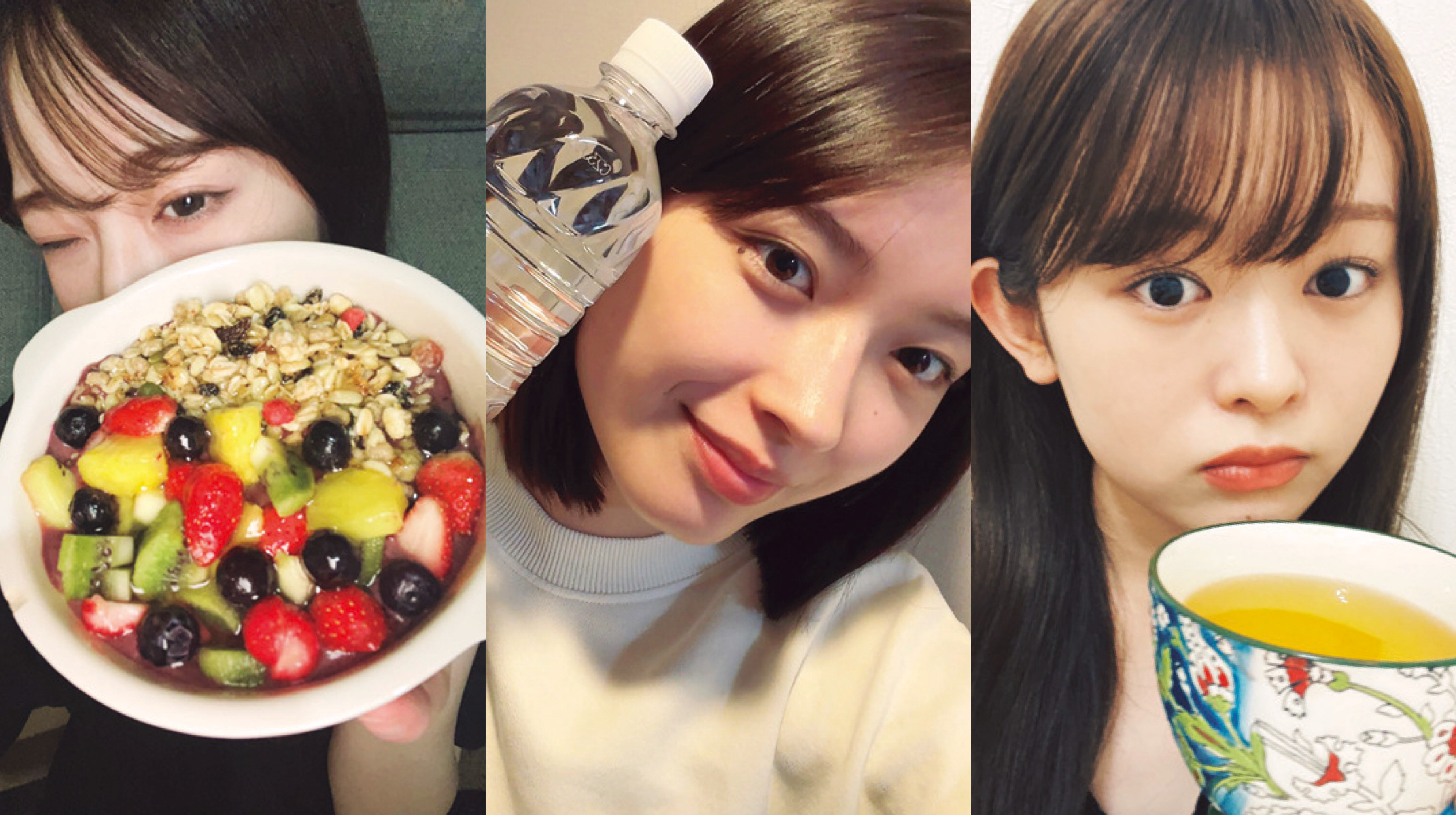 【STモデル自撮り】食べ物や飲み物で自分みがきしてる3人